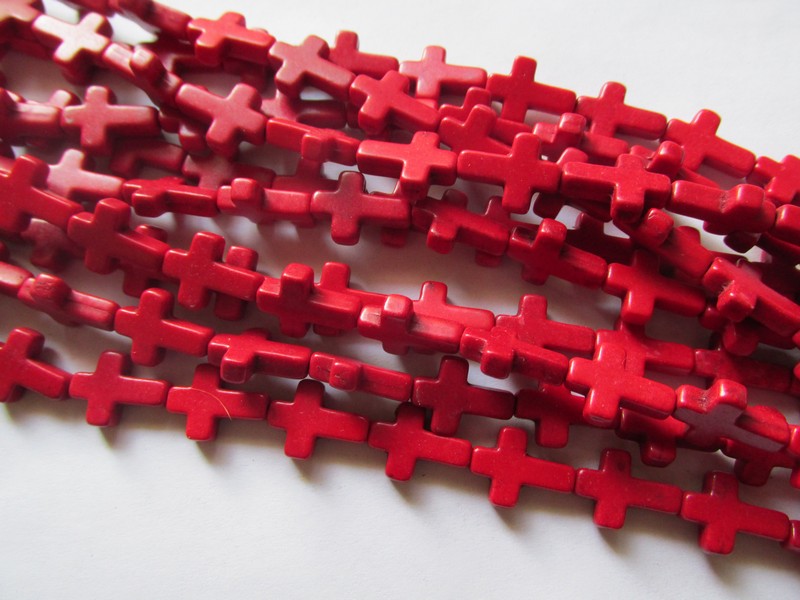 (image for) Red Howlite small cross beads #1340-A